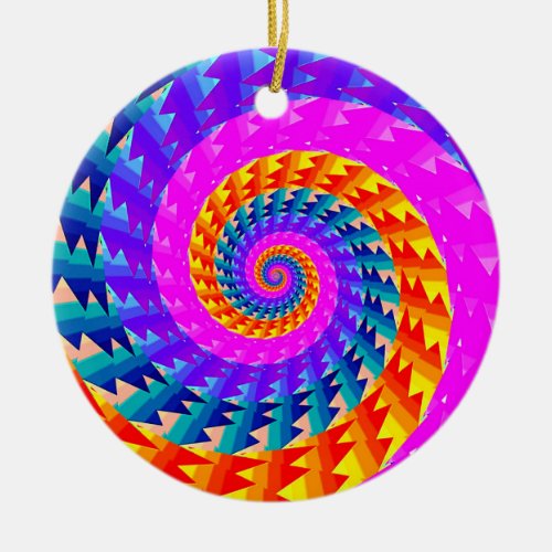 Rainbow Spiral _ Logarithmic  Ceramic Ornament