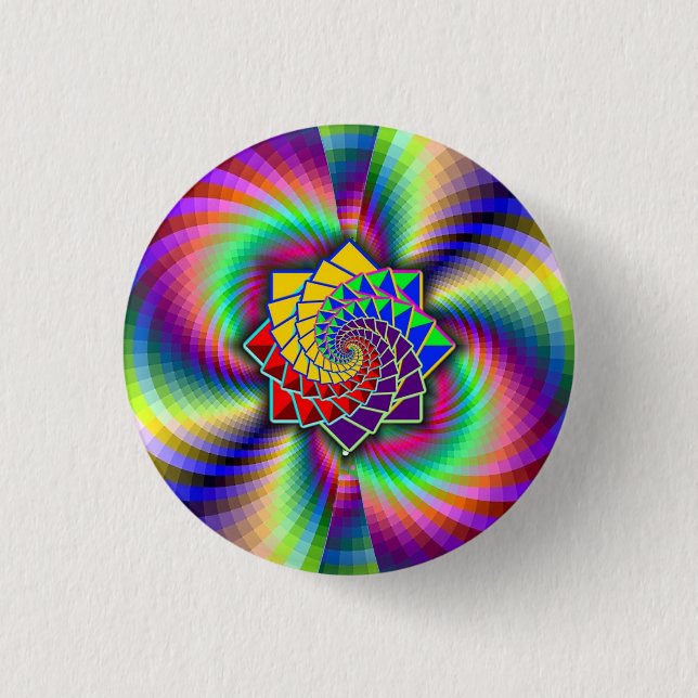 Rainbow Spiral Math Art Button (Front)