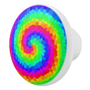 Rainbow Spiral Mosaic Tile Ceramic Knob