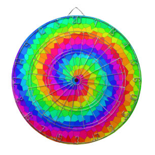 Rainbow Spiral Mosaic Tile Dart Board