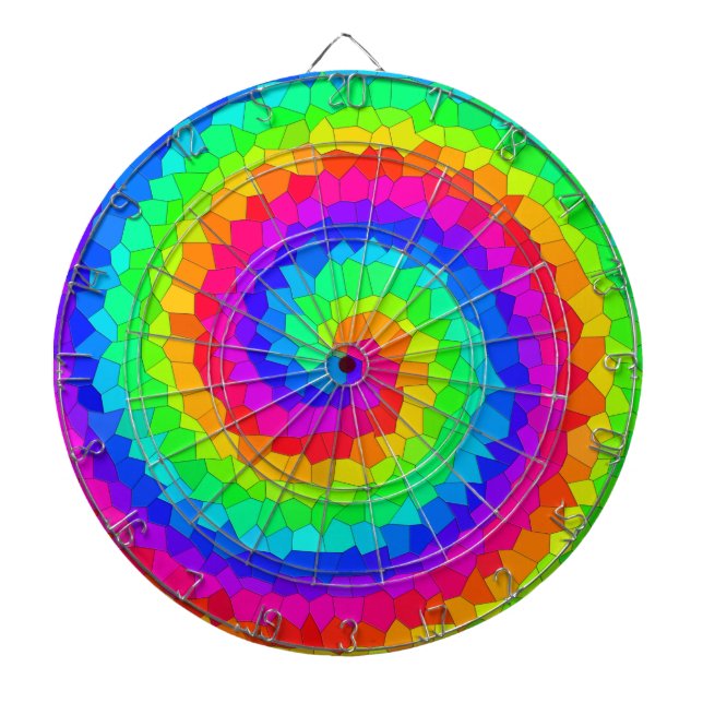 Rainbow Spiral Mosaic Tile Dart Board (Front)
