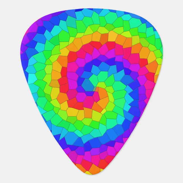 Rainbow Spiral Mosaic Tile Guitar Pick (Front)