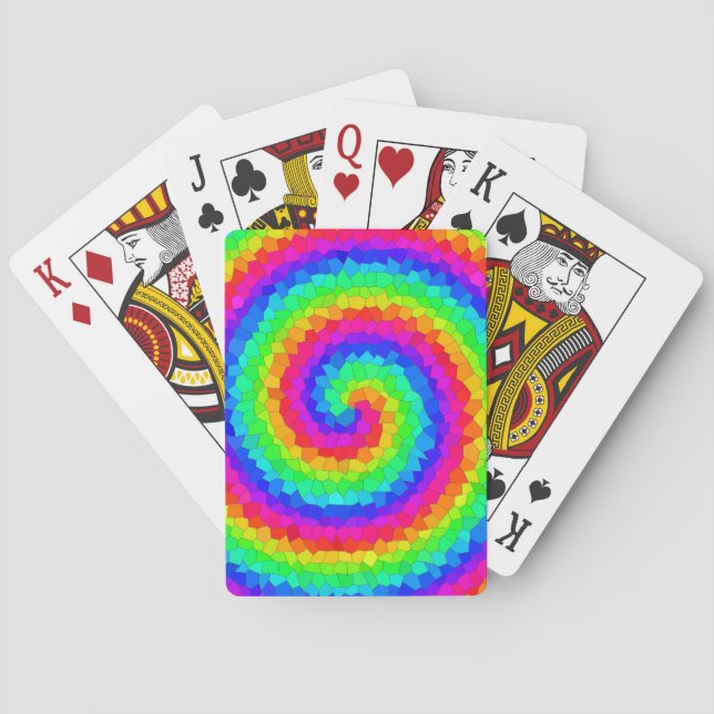 Rainbow Spiral Mosaic Tile Poker Cards (Back)