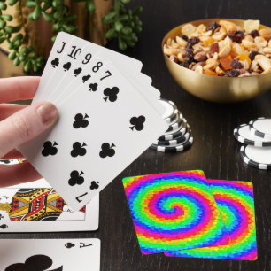 Rainbow Spiral Mosaic Tile Poker Cards
