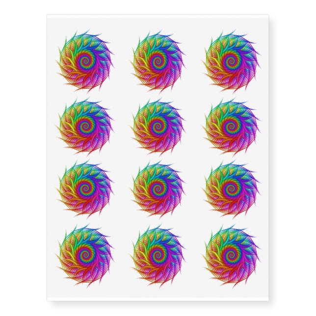 Rainbow Spiral Motifs Temporary Tattoos (Front)