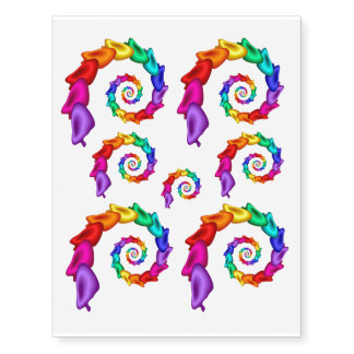 Rainbow Spiral Motifs Temporary Tattoos