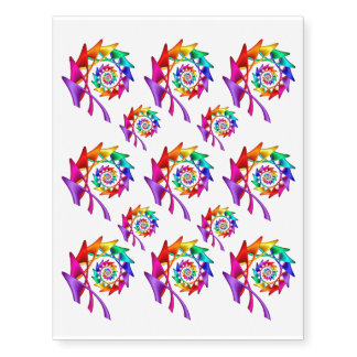 Rainbow Spiral Motifs Temporary Tattoos