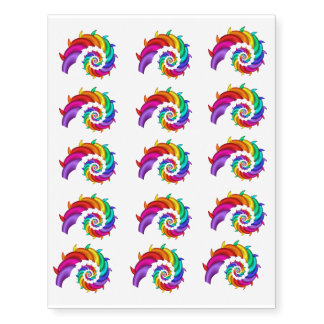 Rainbow Spiral Motifs Temporary Tattoos