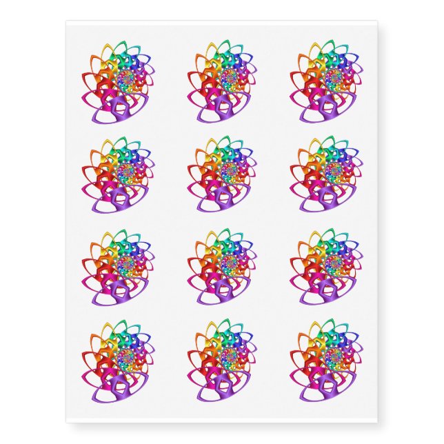 Rainbow Spiral Motifs Temporary Tattoos (Front)