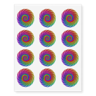 Rainbow Spiral Motifs Temporary Tattoos