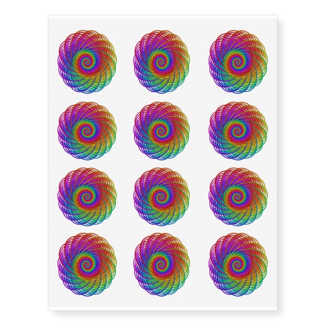 Rainbow Spiral Motifs Temporary Tattoos (Front)