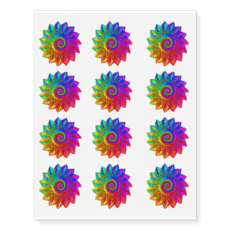 Rainbow Spiral Motifs Temporary Tattoos