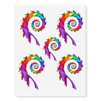 Rainbow Spiral Motifs Temporary Tattoos