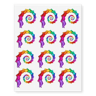 Rainbow Spiral Motifs Temporary Tattoos