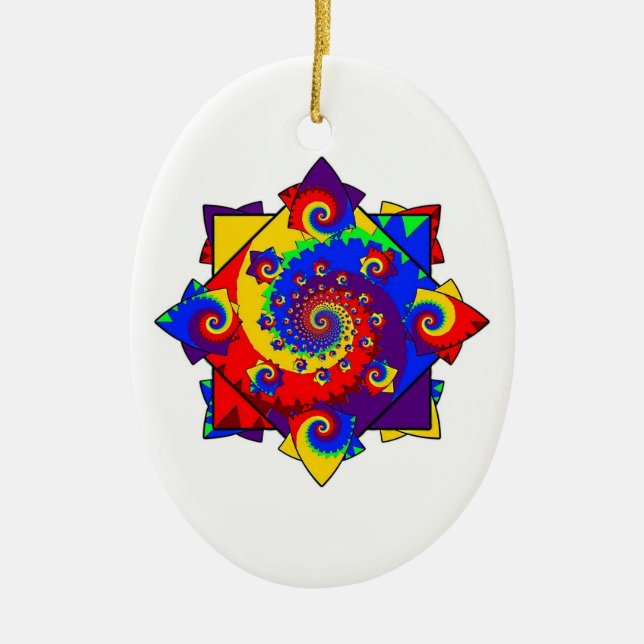 Rainbow Spiral Multiverse Ceramic Ornament (Front)