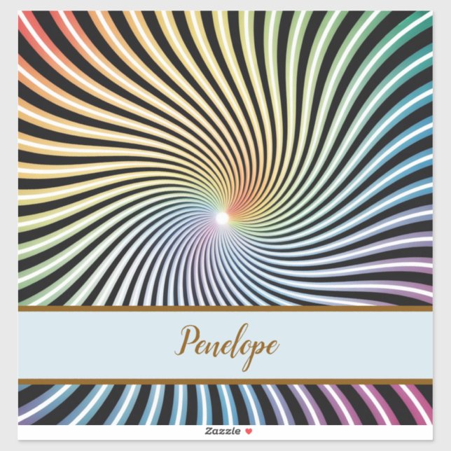 Rainbow Spiral Optical Illusion Art Custom Name Sticker (Sheet)
