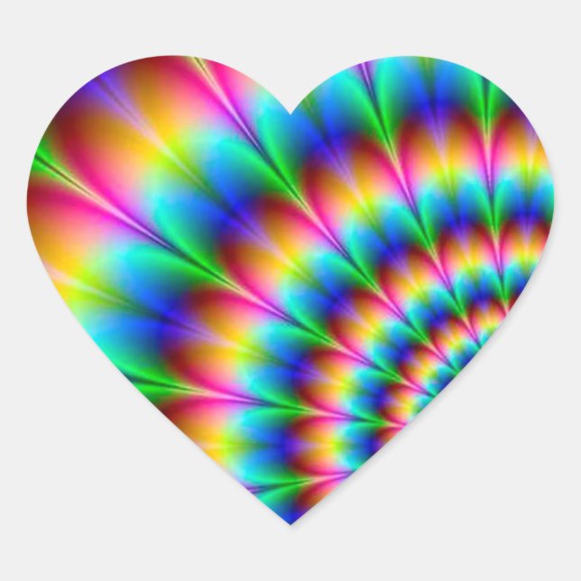 Rainbow Spiral Optical Illusion Heart Sticker (Front)