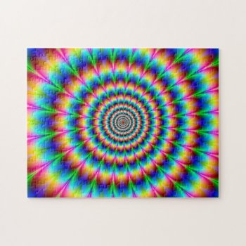 Rainbow Spiral Optical Illusion Jigsaw Puzzle by GreenerCity at Zazzle