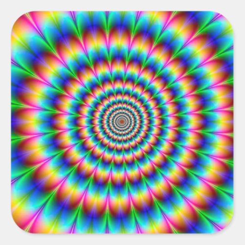 Rainbow Spiral Optical Illusion Square Sticker