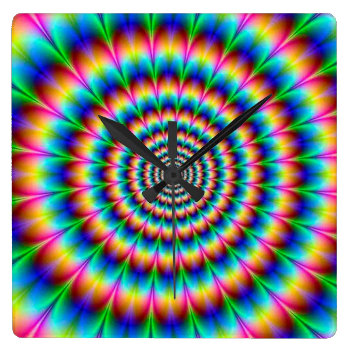 Rainbow Spiral Optical Illusion Square Wall Clock Zazzle Com