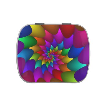 Rainbow Spiral Orbs Candy Tin by rainbows_only at Zazzle