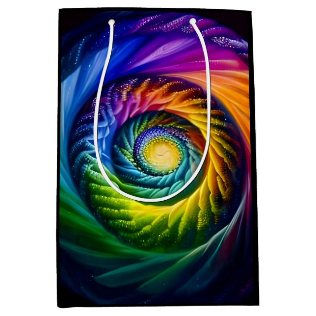 Rainbow Spiral Out Medium Gift Bag (Front)