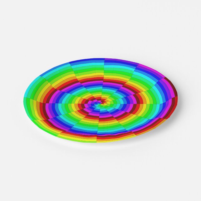 Rainbow Spiral Paper Plates (Angled)