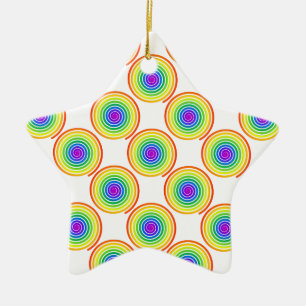 Rainbow Spiral Pattern Ceramic Ornament