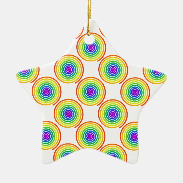 Rainbow Spiral Pattern Ceramic Ornament (Front)