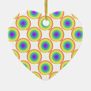 Rainbow Spiral Pattern Ceramic Ornament