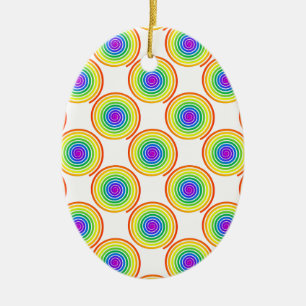 Rainbow Spiral Pattern Ceramic Ornament