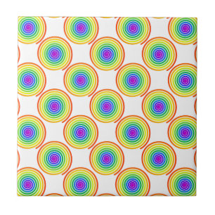 Rainbow Spiral Pattern Ceramic Tile