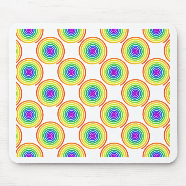 Rainbow Spiral Pattern Mouse Pad (Front)