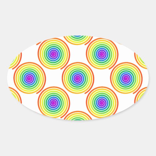 Rainbow Spiral Pattern Oval Sticker