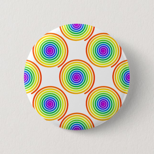 Rainbow Spiral Pattern Pinback Button (Front)