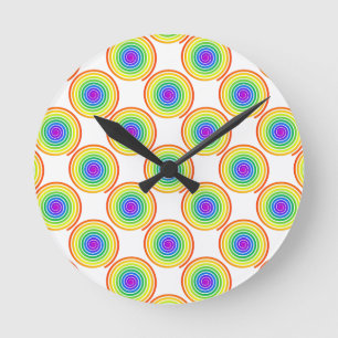 Rainbow Spiral Pattern Round Clock