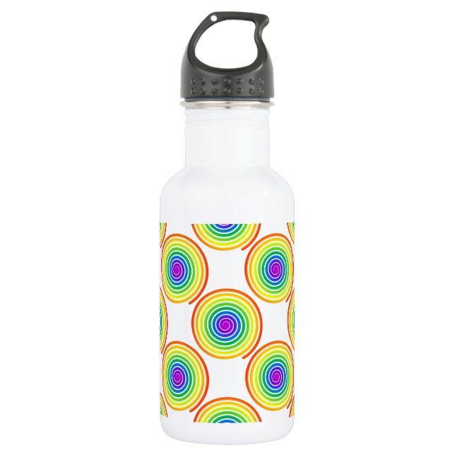 Rainbow Spiral Pattern Stainless Steel Water Bottle (Front)