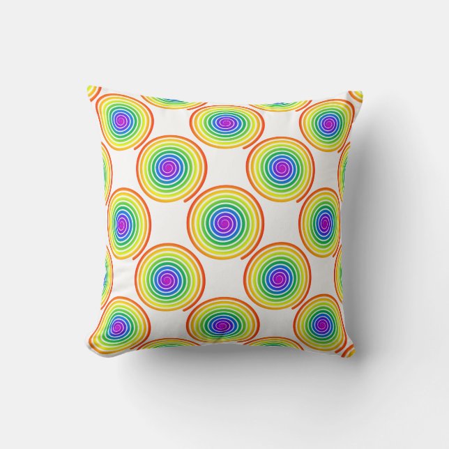 Rainbow Spiral Pattern Throw Pillow (Front)