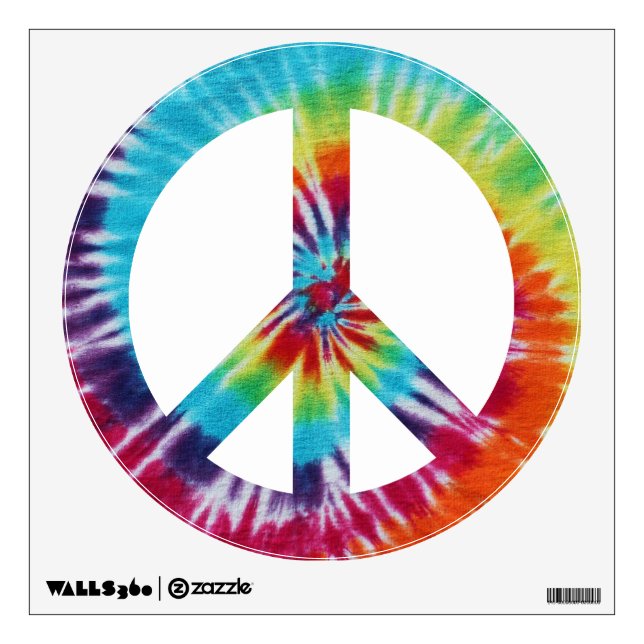 Rainbow Spiral Peace Sign Wall Sticker (Front)