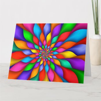 Rainbow Spiral Petals Flower Big Greeting Card by rainbows_only at Zazzle