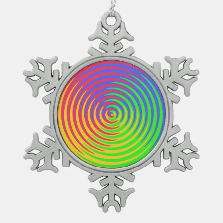 Rainbow Spiral Pewter Snowflake Ornament