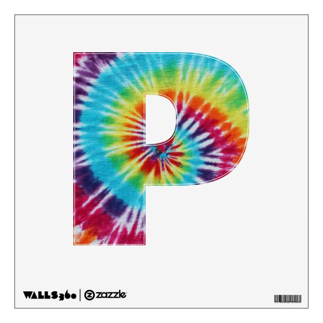 Rainbow Spiral Photo Choose Your Monogram Initial Wall Decal (Front)