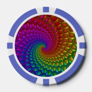 Rainbow Spiral Poker Chips by rainbows_only at Zazzle