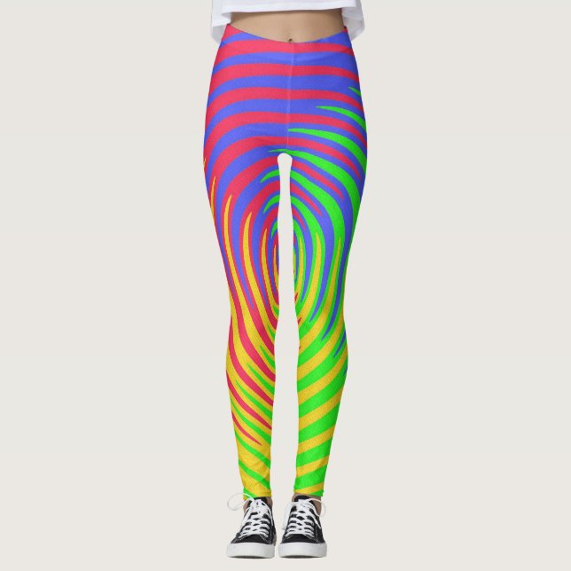 Rainbow Spiral Red Yellow Green Blue Leggings (Front)