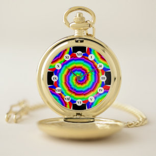 Rainbow Spiral (Roman Face) by Kenneth Yoncich Pocket Watch
