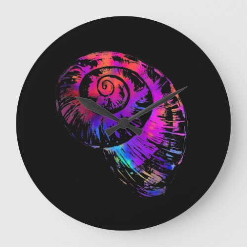 Rainbow Spiral Seashell Large Clock