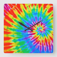 Rainbow Spiral Tie Dye Clock