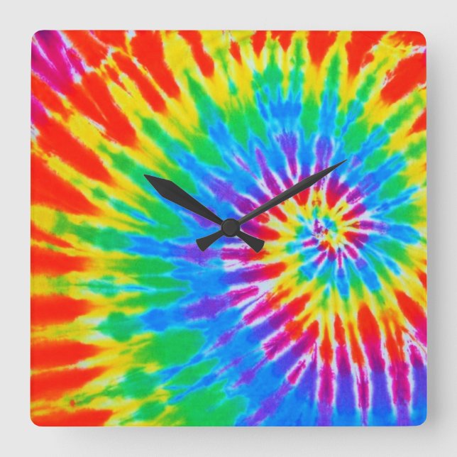 Rainbow Spiral Tie Dye Clock (Front)