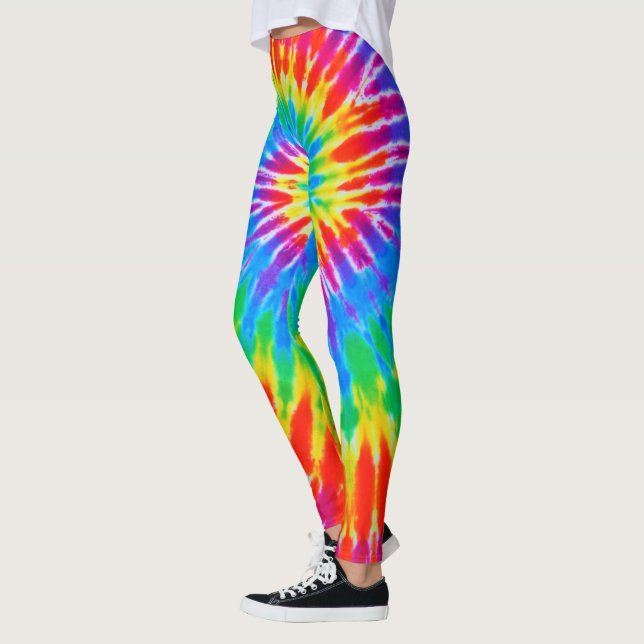 Rainbow Spiral Tie Dye Leggings (Left)