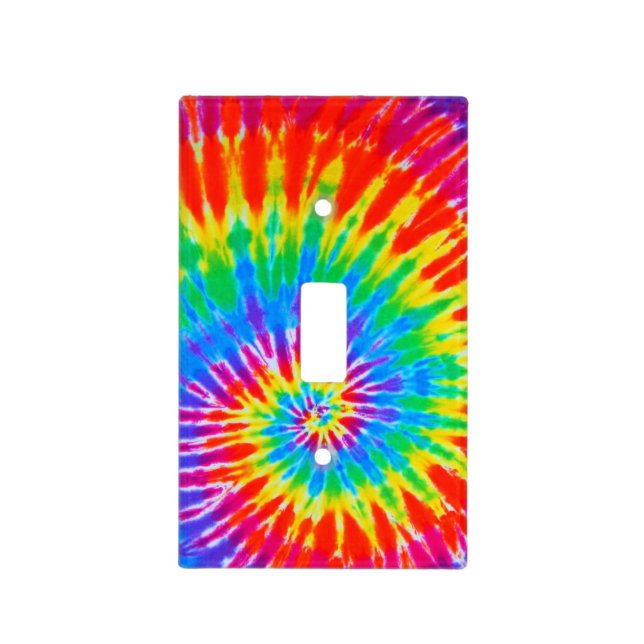 Rainbow Spiral Tie Dye Light Switch Cover (Front)